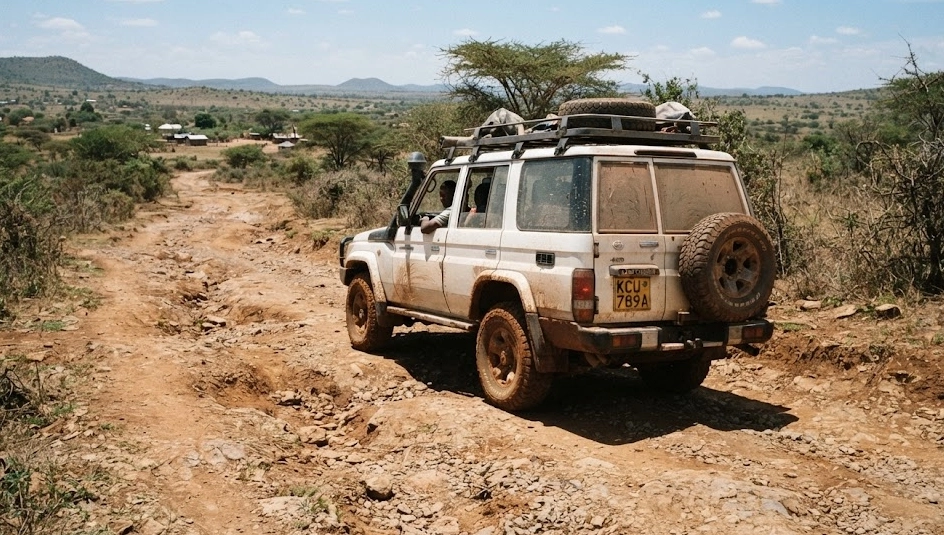 Afrika yo'llarida harakatlanadigan SUV Afrika yo'llarida harakatlanadigan SUV